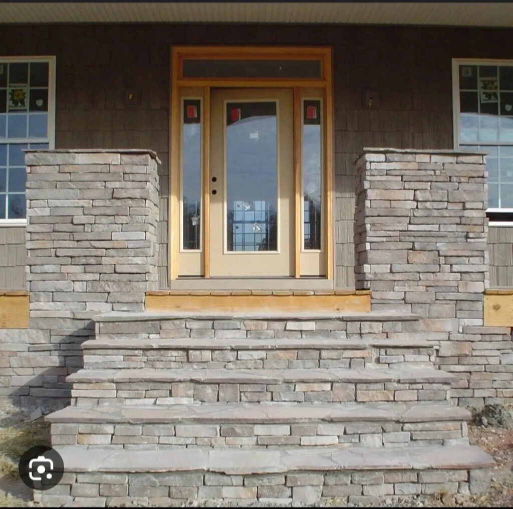 Front Entry Steps Stone and Brick